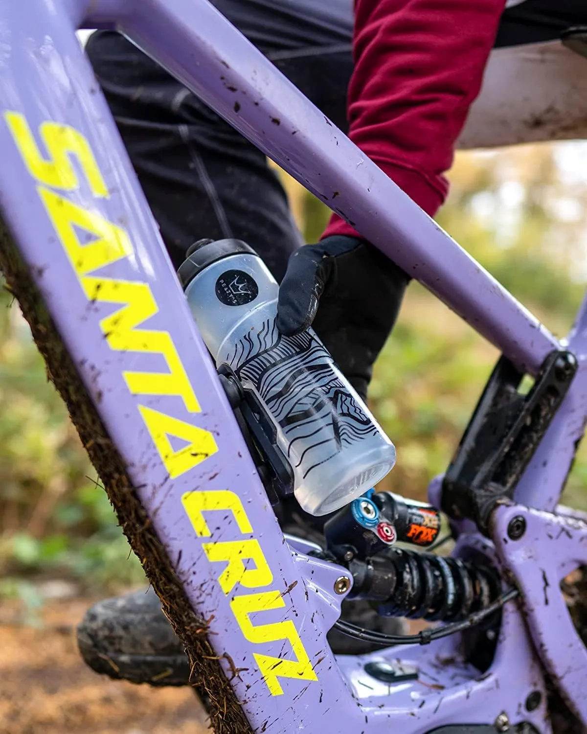 Peaty's Fidlock Lockin Magnetic Bike Water Bottle & Mount, Topo/Smoked, 600 ml/ 20 oz.