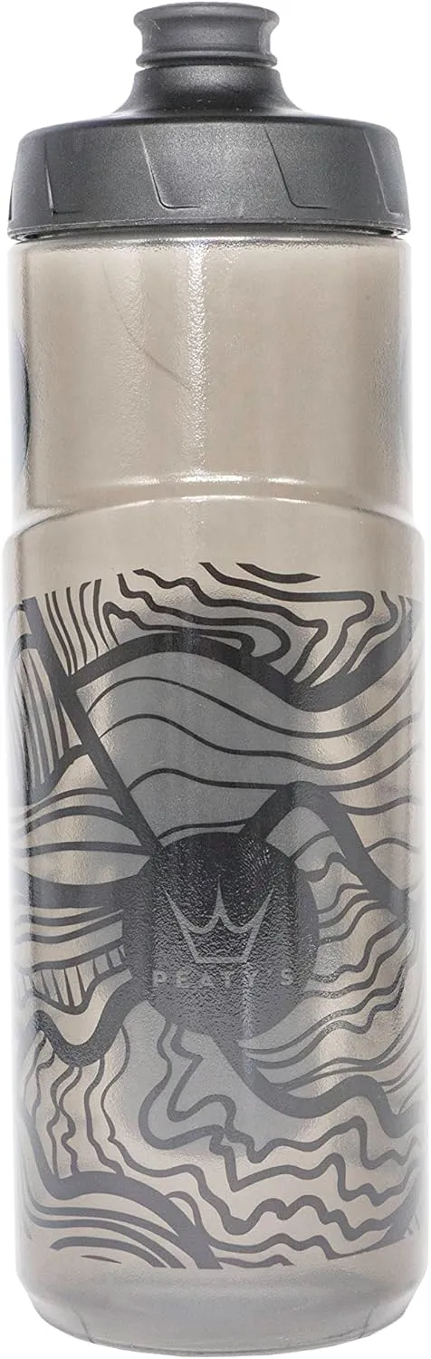Peaty's Fidlock Lockin Magnetic Bike Water Bottle & Mount, Topo/Smoked, 600 ml/ 20 oz.
