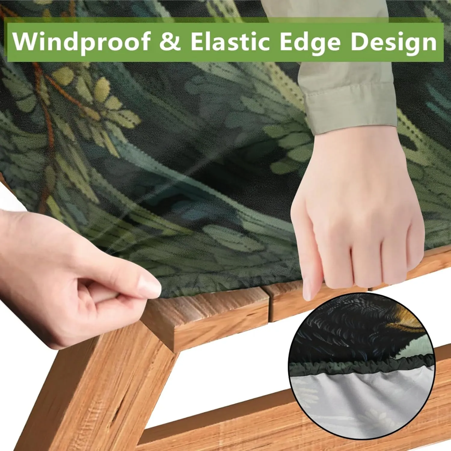 Picnic Table Cover with Bench Covers, Black Bear Forest Wild Animals Fitted Camping Tablecloth with Elastic Edges, Outdoor Waterproof Rectangle Table Cloth, 72x30 Inch 3 Pcs Set