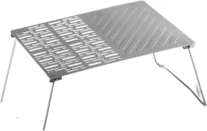 Picnic Tables, Folding Titanium Barbecue Plate Camping Portable Firewood BBQ Plate Titanium Food Clip Ultralight Outdoor Baking Tray