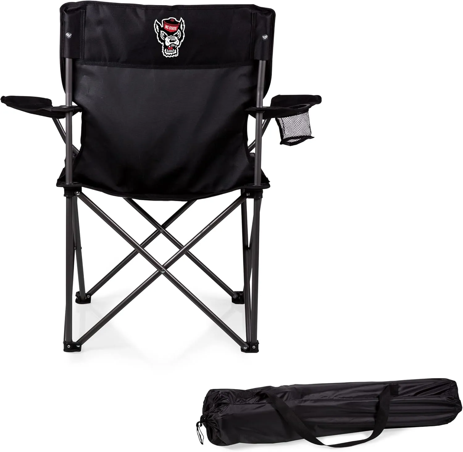 PICNIC TIME NCAA PTZ Camp Chair, Picnic Chair, Beach Chair with Carrying Bag, (Black)