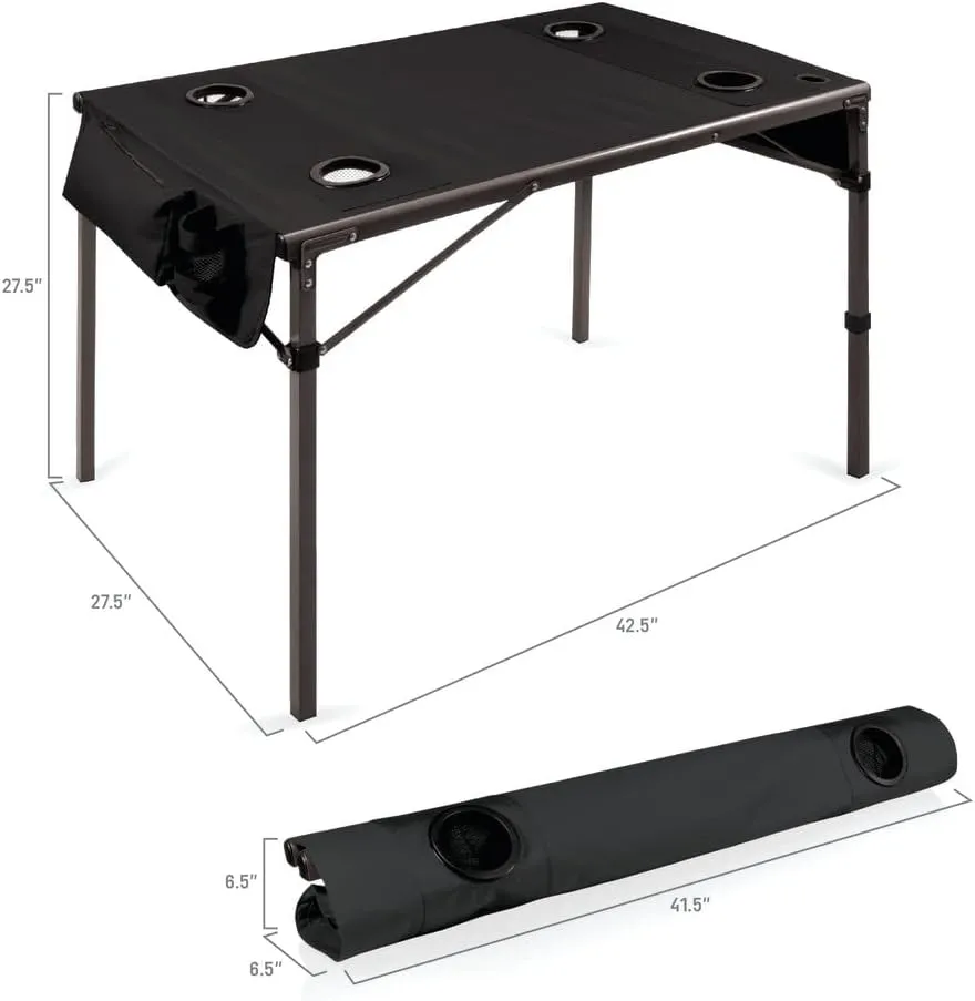 PICNIC TIME NFL Portable Soft Top Travel Table, Black