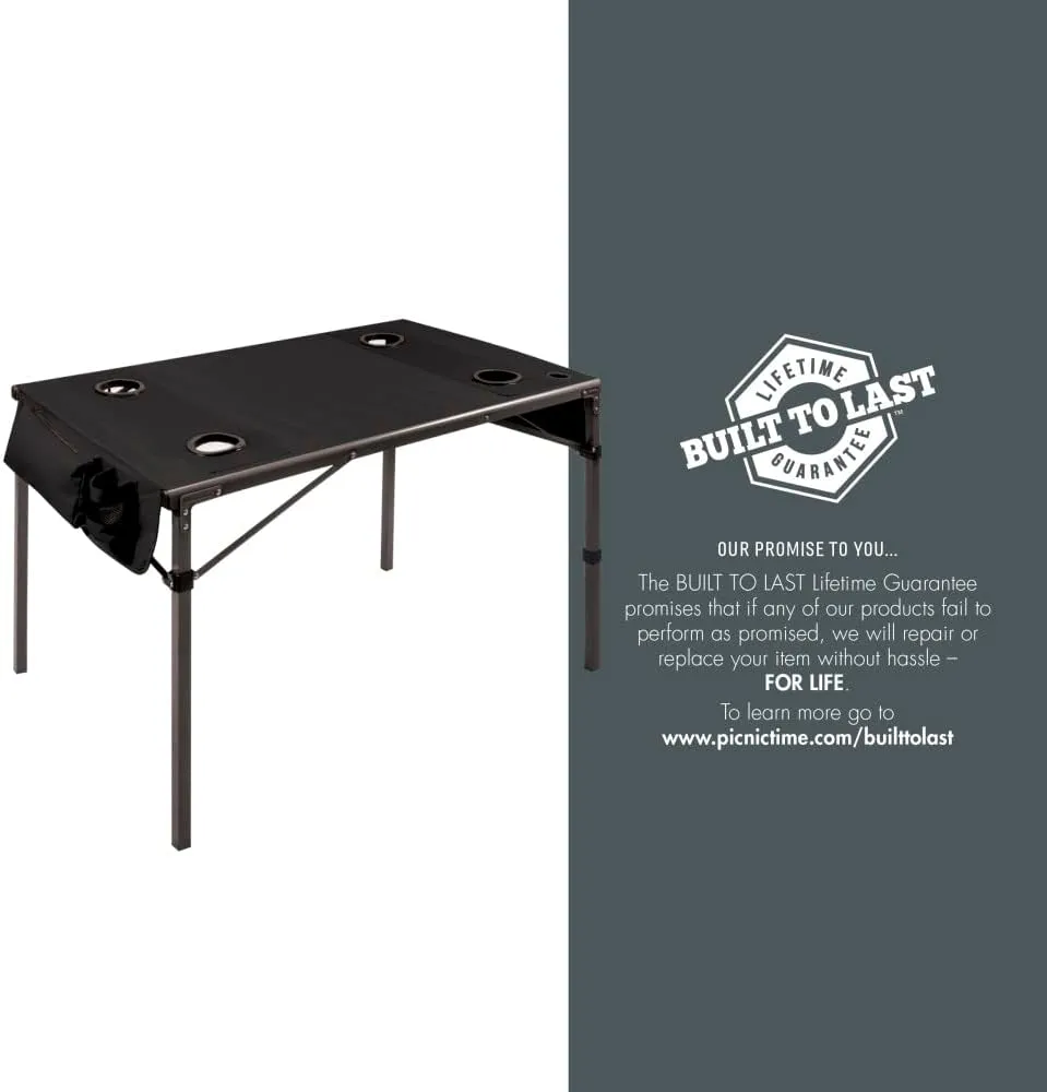 PICNIC TIME NFL Portable Soft Top Travel Table, Black
