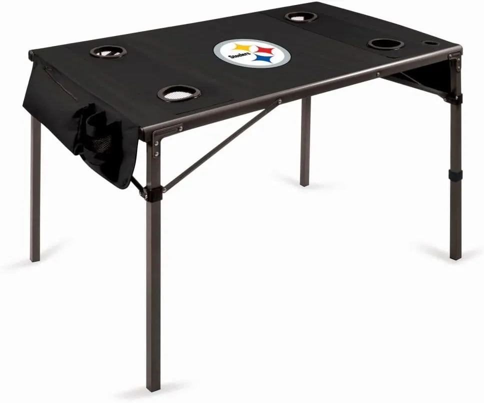 PICNIC TIME NFL Portable Soft Top Travel Table, Black