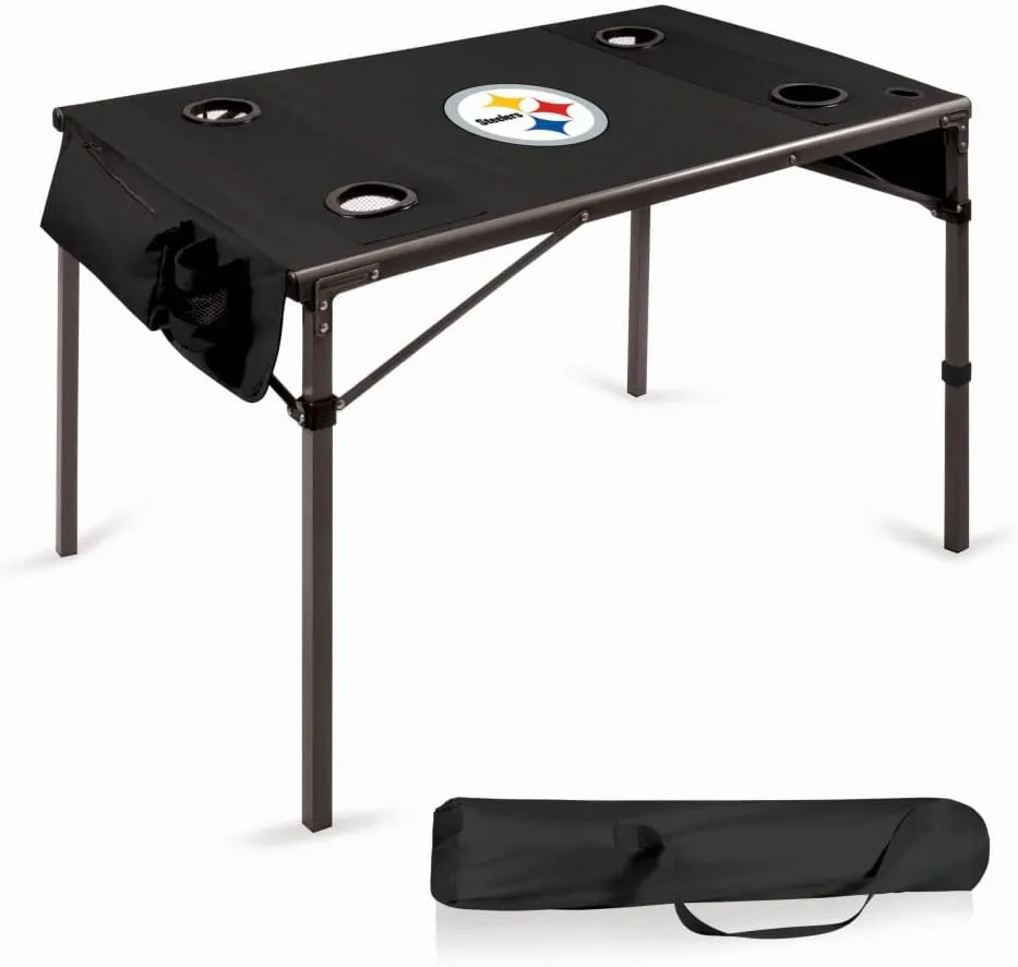 PICNIC TIME NFL Portable Soft Top Travel Table, Black