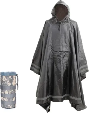 Plus Size Rain Poncho with Hood and Reflective Stripes, Big and Tall Rain Poncho, Ideal as Rain Ponchos for Adults