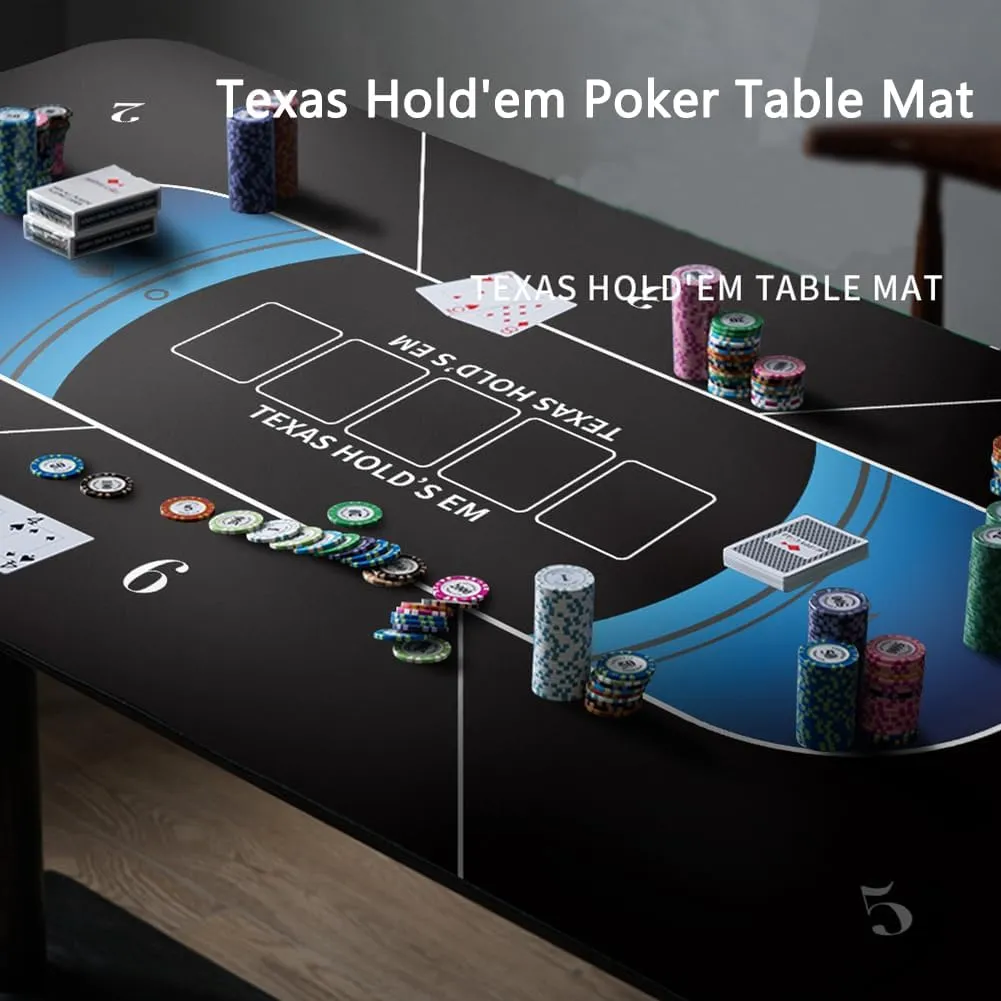 Poker Table Top 70 x 35 Inch, Texas Hold'em Poker Mat for Home Game Nights Up to 10 Players, Blackjack, Casino Poker Topper with Storage Bag