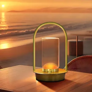 Portable Metal Table Lamp for Outdoor Indoor 3 Colors Cordless Table Lamp Rechargeable Dimmable Battery Powered Small Desk Lamps Crystal Lantern Lamps for Patio Bedroom Restaurant Bar Camping