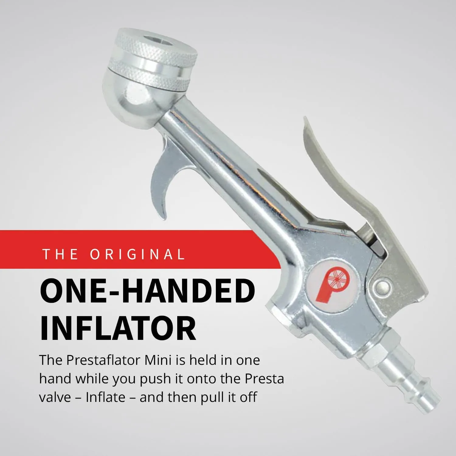 Prestacycle Prestaflator Mini Pro, Bike Tire Inflator Head, Bicycle Air Pump Valve Presta Push-to-Inflate Tool for Air Compressor Lines, Bike Tools & Maintenance, Mini Pro Inflation Tool