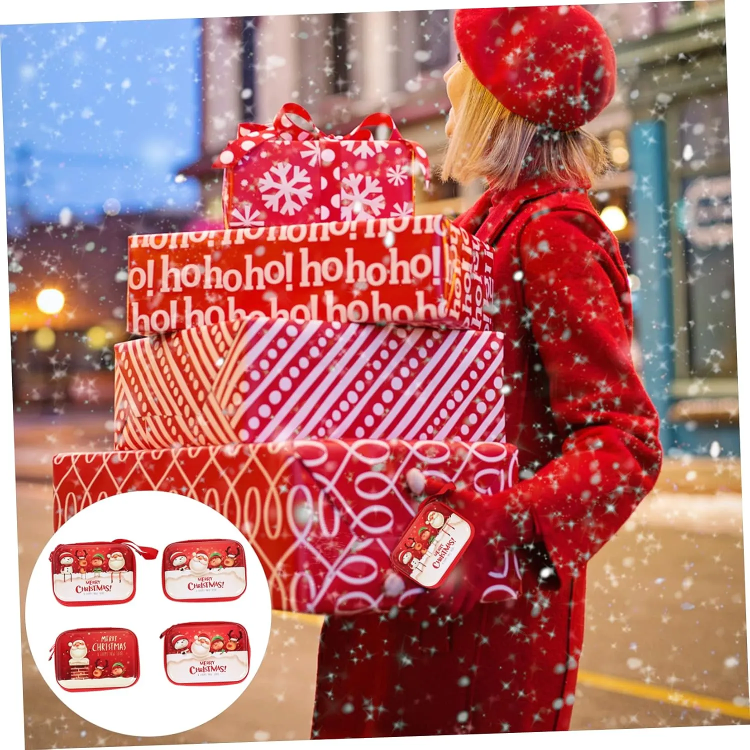 PRETYZOOM 12 Pcs Christmas Tin Box Coin Storage Pouch Portable Storage Bag Christmas Coin Bag Holiday Small Wallet Christmas Coin Purse Holiday Candy Bag Child Zipper Iron Earphone Bag