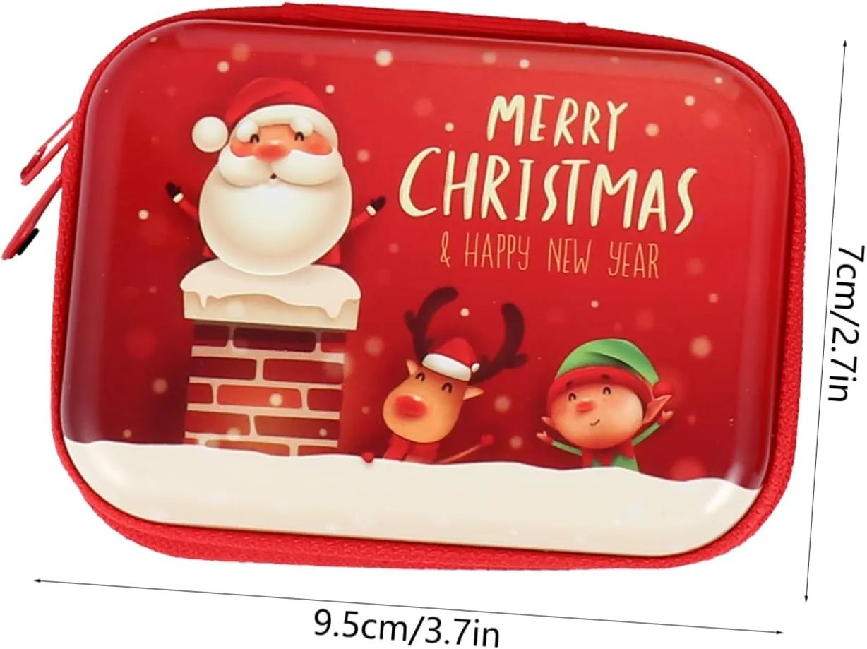 PRETYZOOM 12 Pcs Christmas Tin Box Coin Storage Pouch Portable Storage Bag Christmas Coin Bag Holiday Small Wallet Christmas Coin Purse Holiday Candy Bag Child Zipper Iron Earphone Bag