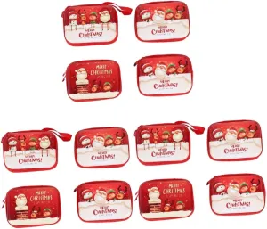 PRETYZOOM 12 Pcs Christmas Tin Box Coin Storage Pouch Portable Storage Bag Christmas Coin Bag Holiday Small Wallet Christmas Coin Purse Holiday Candy Bag Child Zipper Iron Earphone Bag