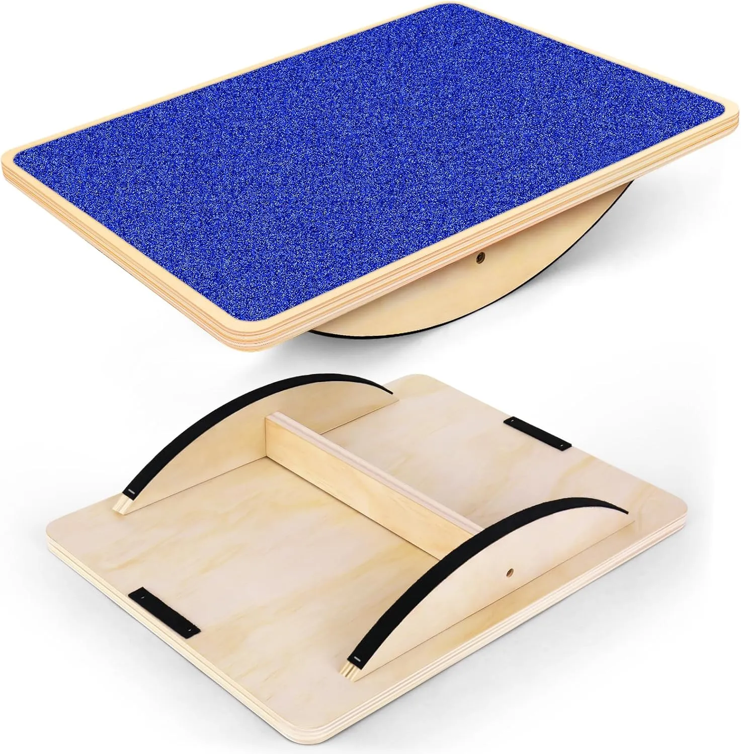 Professional Balance Board for Adults - Anti-Slip 350LBS Wobble Board for Physical Therapy, Standing Desk, Core Strength - Wooden Rocker Board