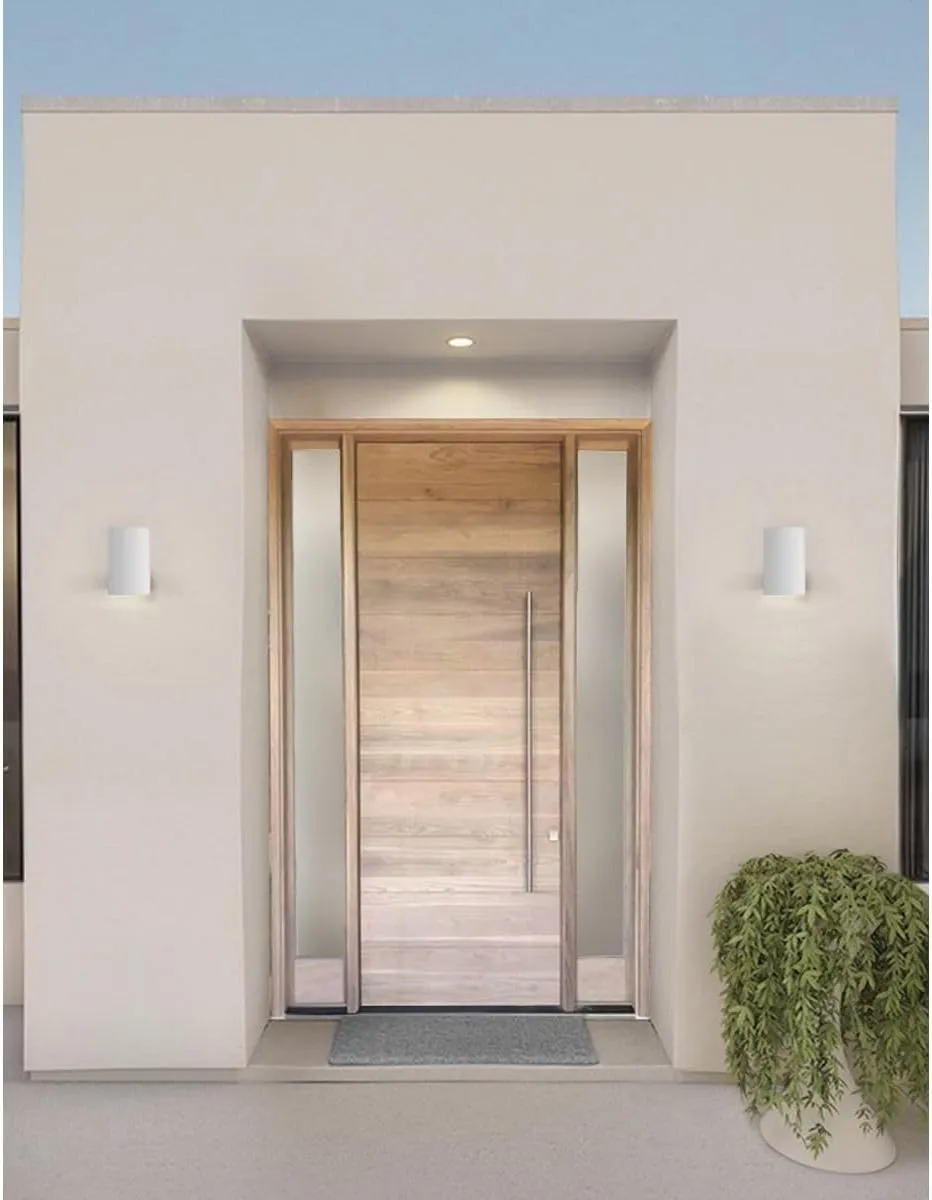 Progress Lighting P5712-30 5in Cylinder Modern Outdoor Wall Lantern Light, 7-1/4 Inch Tall, White