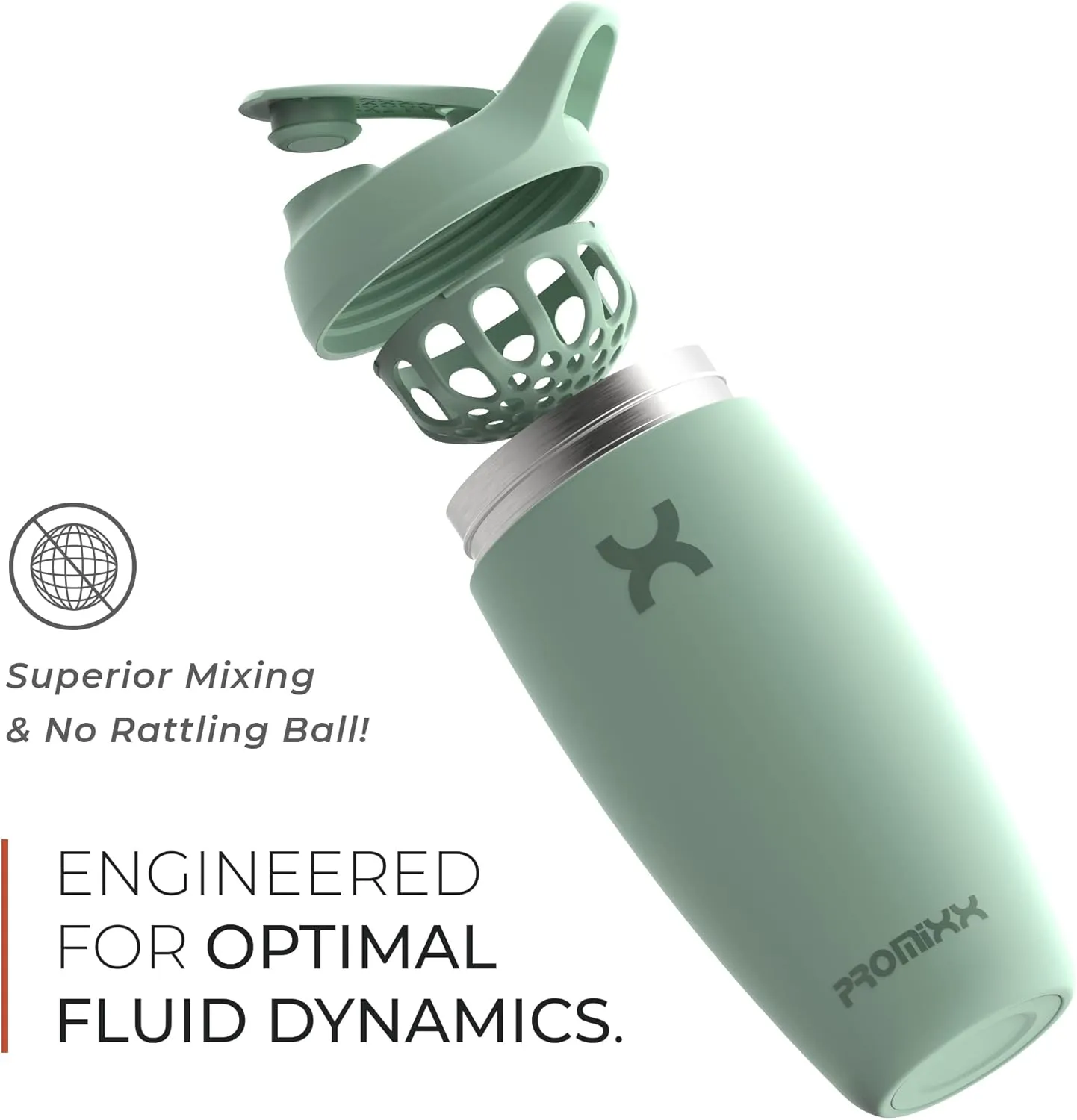 Promixx Pursuit Shaker Bottle Insulated Stainless Steel Water Bottle and shaker Cup, 18oz, Ocean Calm Blue