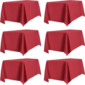 PureFit 6 Pack Red Table Cloths 60 x 126 Inch, Stain and Wrinkle Resistant Table Linen for 6 Ft Rectangle Table, Polyester Table Covers for Dining Table, Wedding, Party, Banquet and Camping