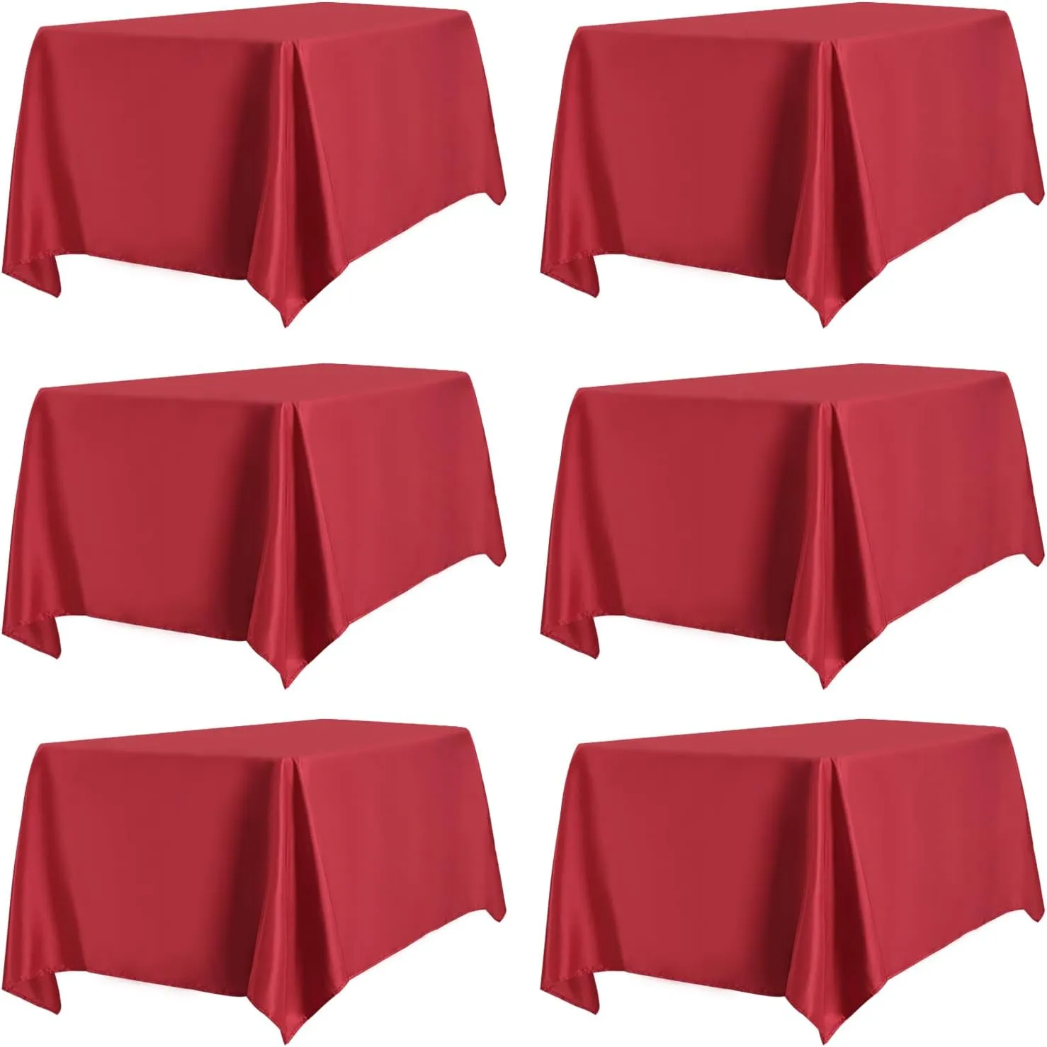 PureFit 6 Pack Red Table Cloths 60 x 126 Inch, Stain and Wrinkle Resistant Table Linen for 6 Ft Rectangle Table, Polyester Table Covers for Dining Table, Wedding, Party, Banquet and Camping
