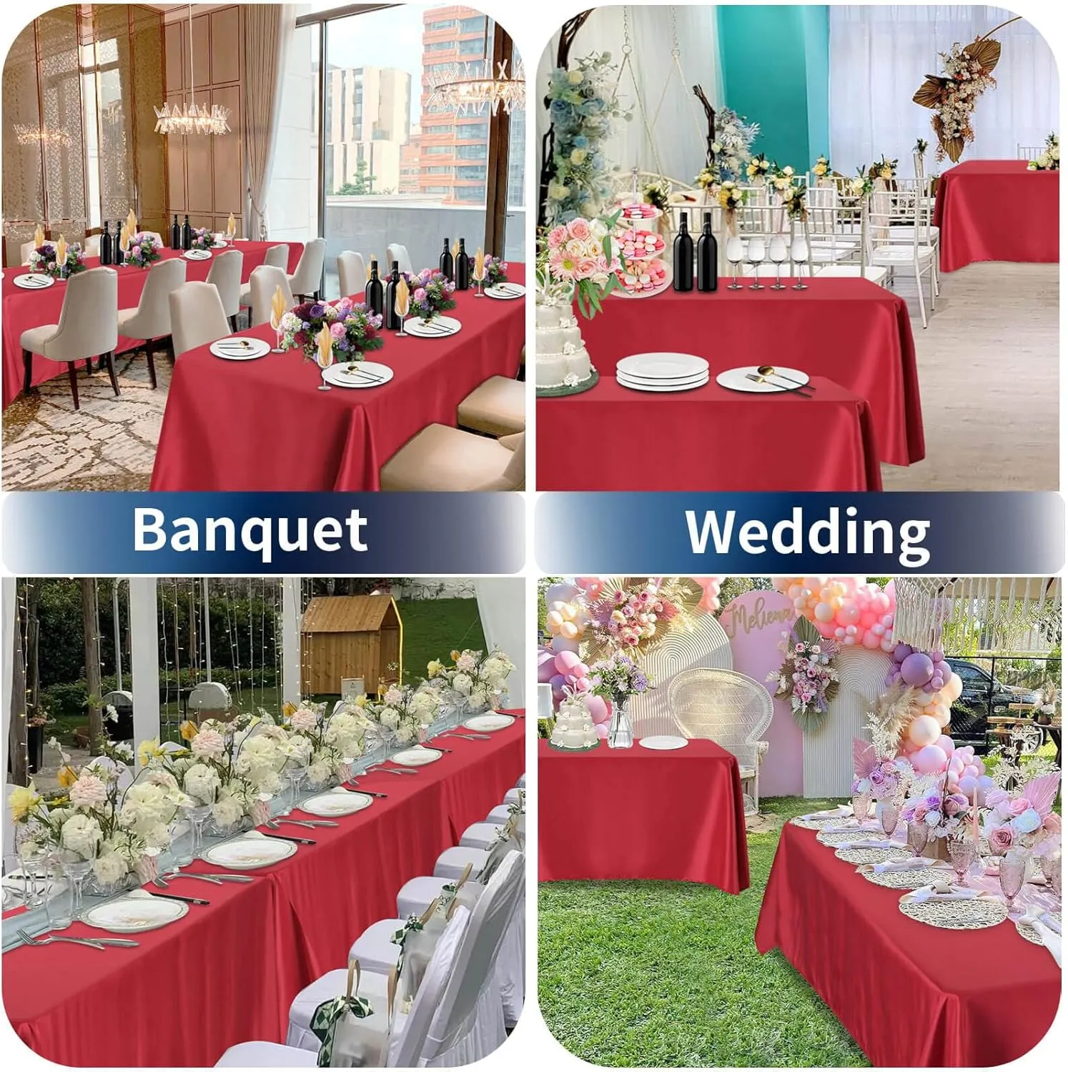 PureFit 6 Pack Red Table Cloths 60 x 126 Inch, Stain and Wrinkle Resistant Table Linen for 6 Ft Rectangle Table, Polyester Table Covers for Dining Table, Wedding, Party, Banquet and Camping
