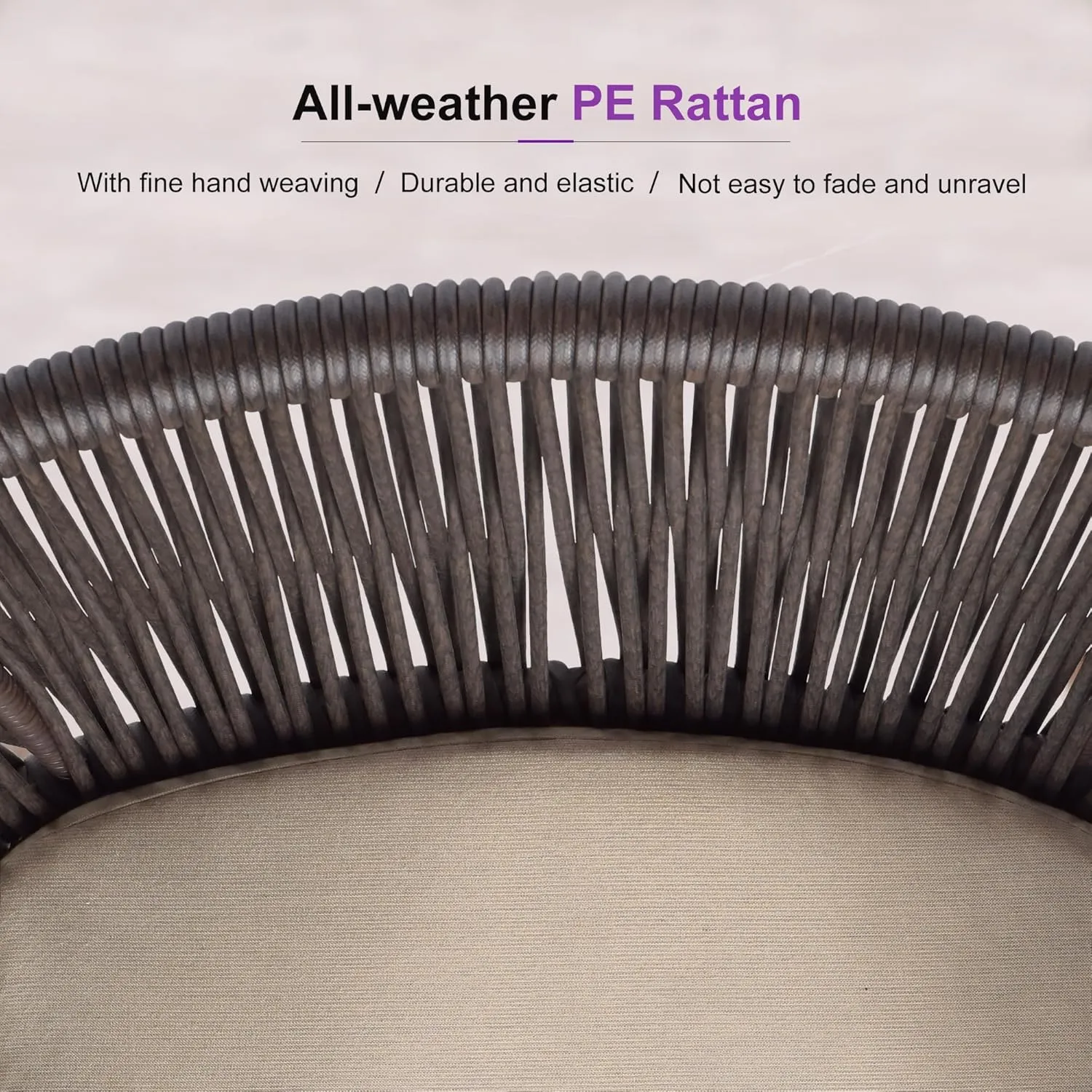 PURPLE LEAF 7 Pieces Outdoor Dining Set Patio Furniture Set Aluminum Wicker Rattan Patio Table and Chairs for Lawn Garden Porch Brown
