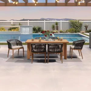 PURPLE LEAF 7 Pieces Outdoor Dining Set Patio Furniture Set Aluminum Wicker Rattan Patio Table and Chairs for Lawn Garden Porch Brown