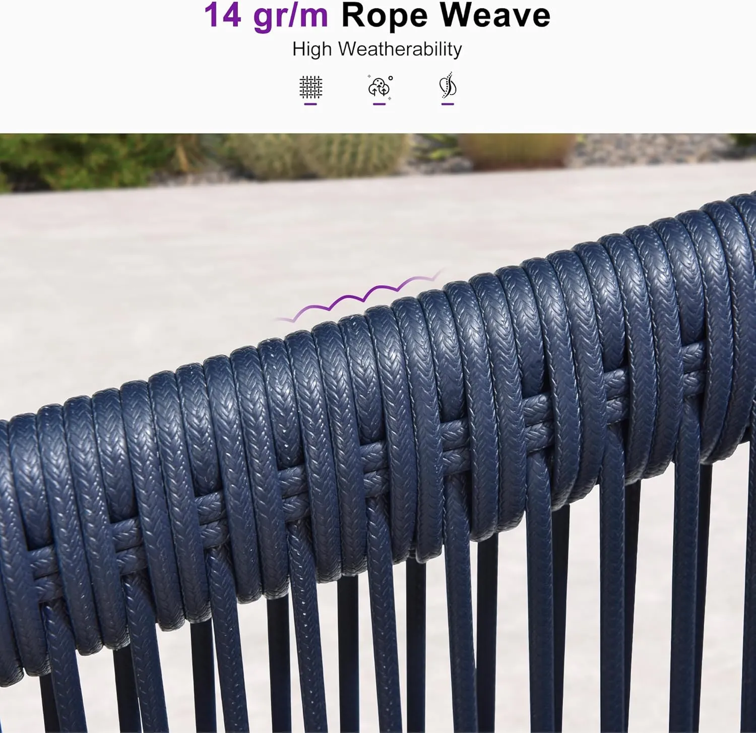 PURPLE LEAF Patio Dining Set for 6 All-Weather Wicker 7 Piece Aluminium Outdoor Table and Chairs Set Included Cushions for Backyard Indoor Decor Kitchen Modern Outdoor Furniture Set Grey and Navy