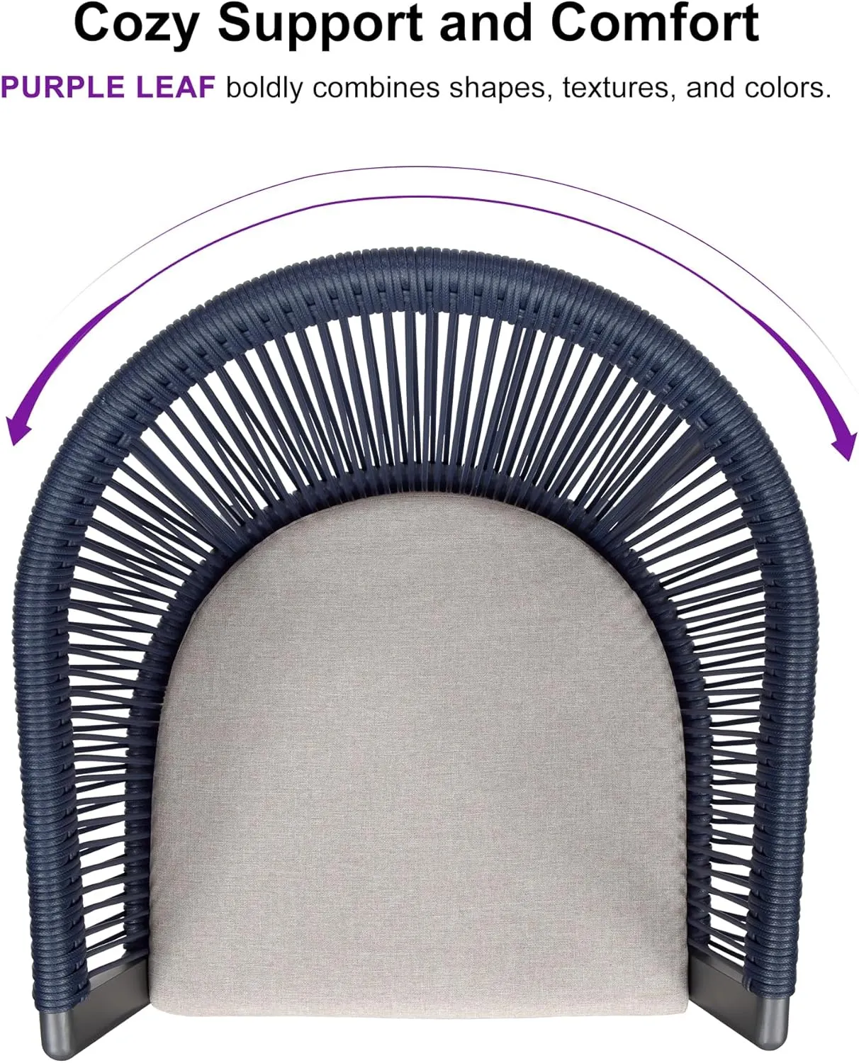 PURPLE LEAF Patio Dining Set for 6 All-Weather Wicker 7 Piece Aluminium Outdoor Table and Chairs Set Included Cushions for Backyard Indoor Decor Kitchen Modern Outdoor Furniture Set Grey and Navy