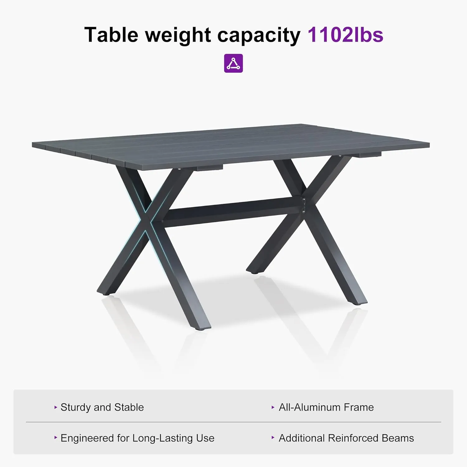 PURPLE LEAF Patio Dining Set for 6 All-Weather Wicker 7 Piece Aluminium Outdoor Table and Chairs Set Included Cushions for Backyard Indoor Decor Kitchen Modern Outdoor Furniture Set Grey and Navy