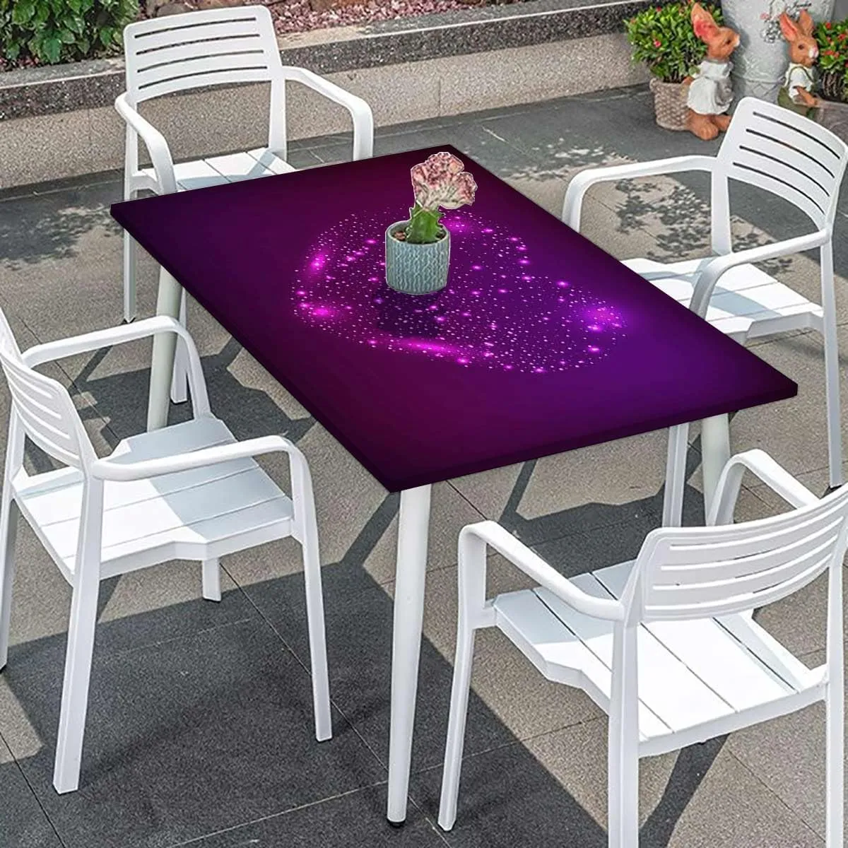 Purple Rectangular Table Covers, Digital Trendy Woman Lips with Light Effects Tablecloth Fitted Table Cloth Rectangle Table Purple Fits up 4 Foot Tables