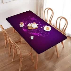 Purple Rectangular Table Covers, Digital Trendy Woman Lips with Light Effects Tablecloth Fitted Table Cloth Rectangle Table Purple Fits up 4 Foot Tables