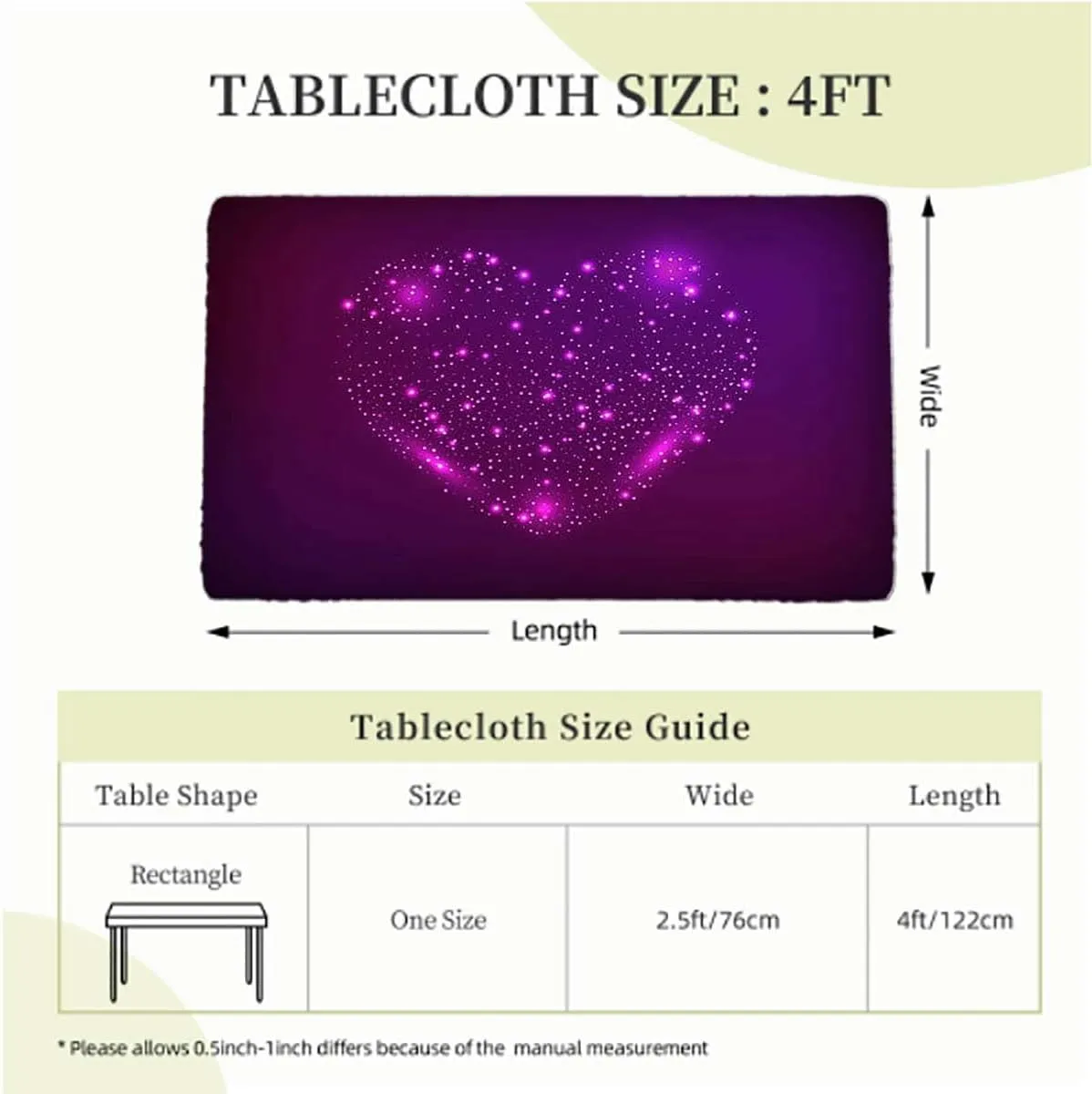 Purple Rectangular Table Covers, Digital Trendy Woman Lips with Light Effects Tablecloth Fitted Table Cloth Rectangle Table Purple Fits up 4 Foot Tables