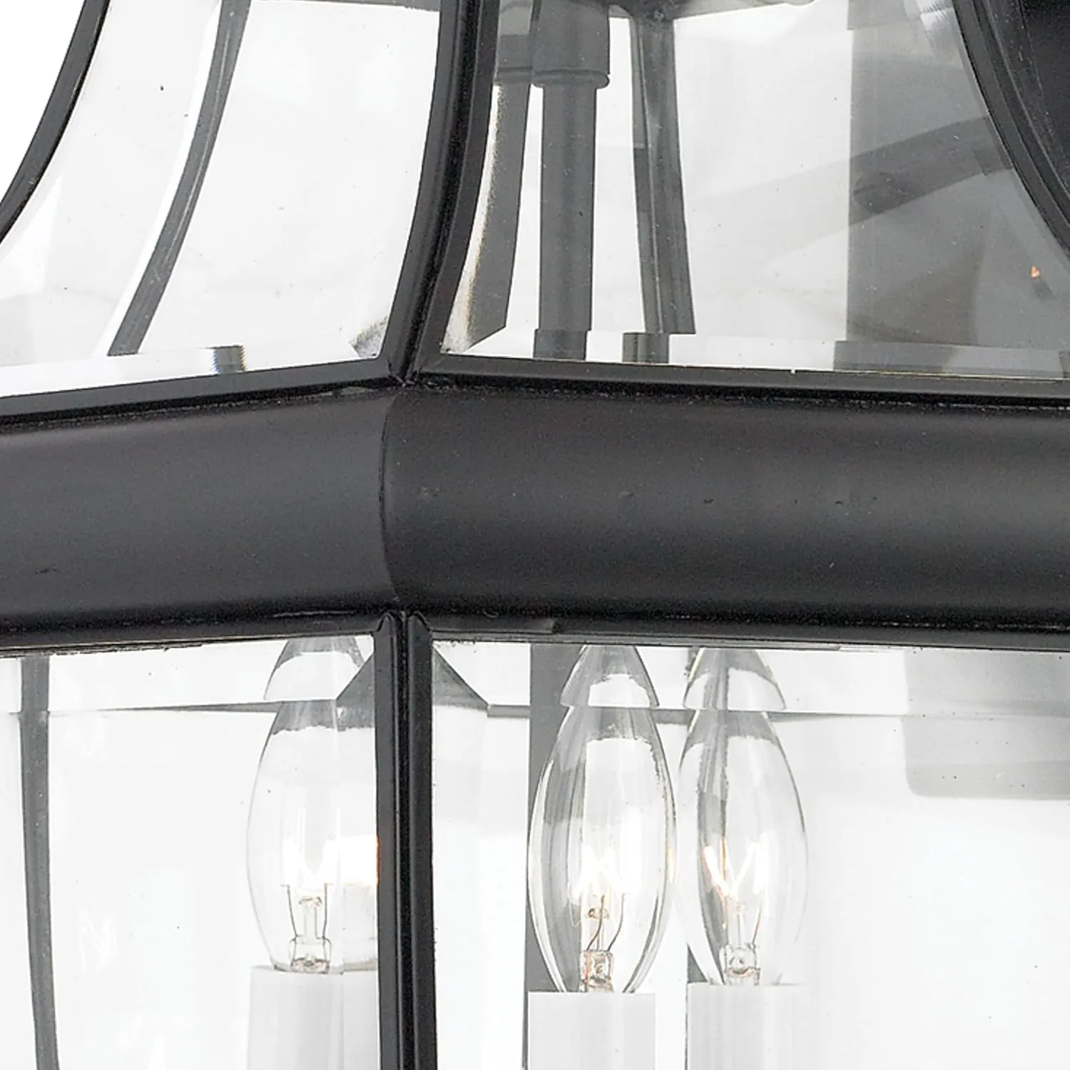 Quoizel Newbury Outdoor Wall Lantern, 23 Inch 3-Light Mystic Black Sconce, French Country Exterior Lantern Fixture, E12 Base, Clear Glass, Outside Lights for Patio, Porch, Garage or Yard
