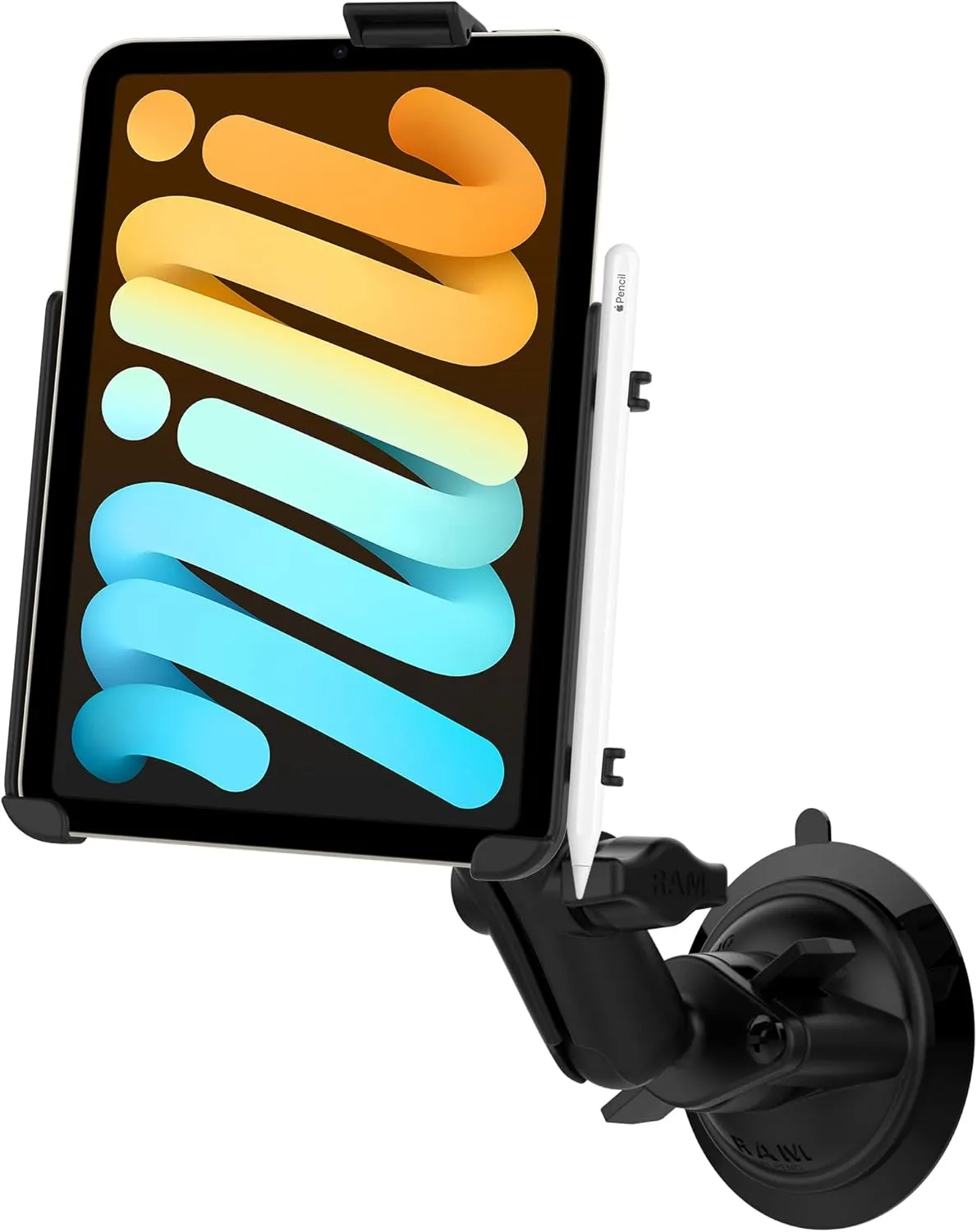 RAM MOUNTS Twist-Lock Suction Cup Mount for Apple iPad Mini 6 RAM-B-166-AP36U for Vehicle Windshields