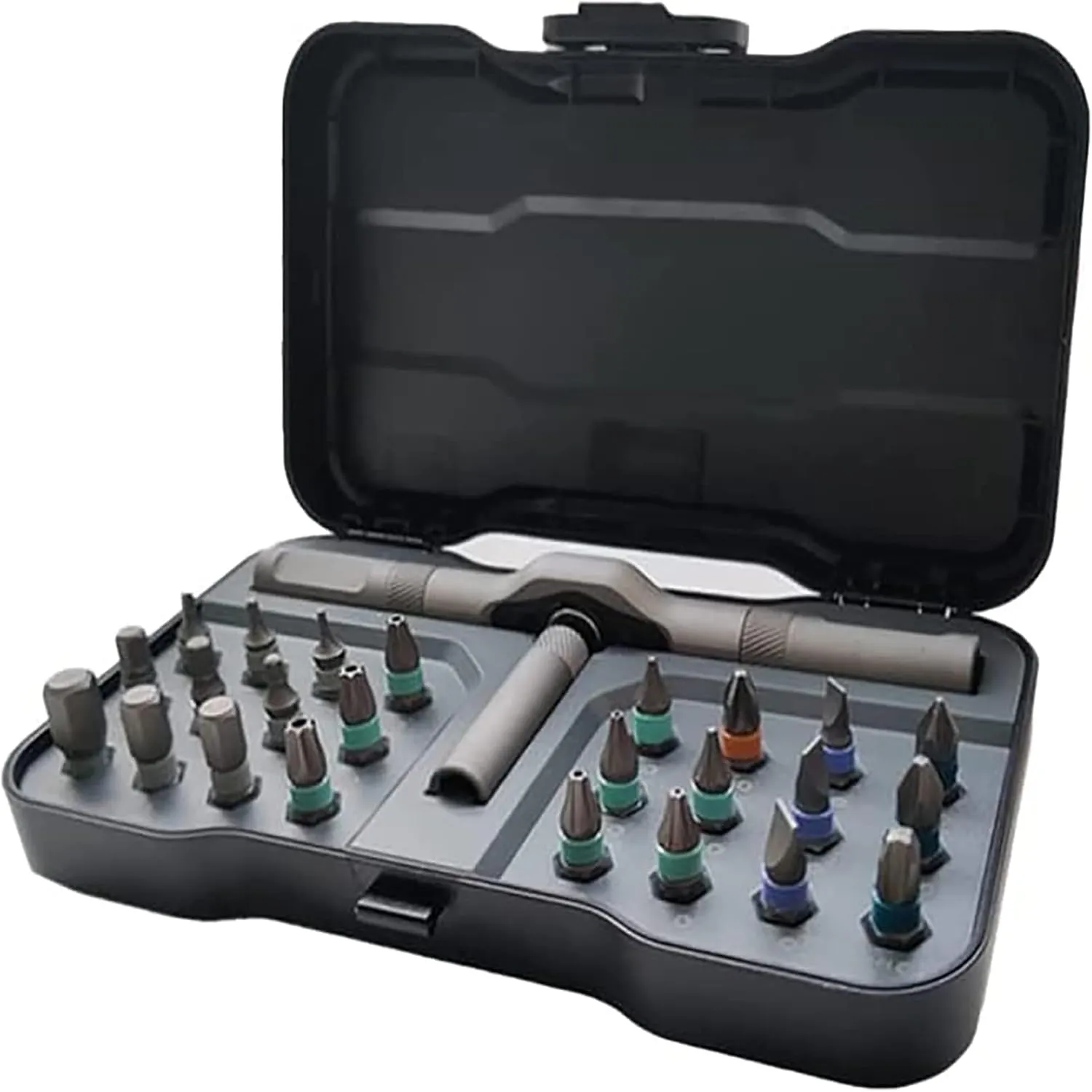 Ratchet Screwdriver Set 24 in 1 Precision Screwdriver Bit Screwdriver Sets With Case Duka Tools Ratchet Screwdriver with Detachable Handle for Watch Computer Electronics Father'screwdriver set (Black)
