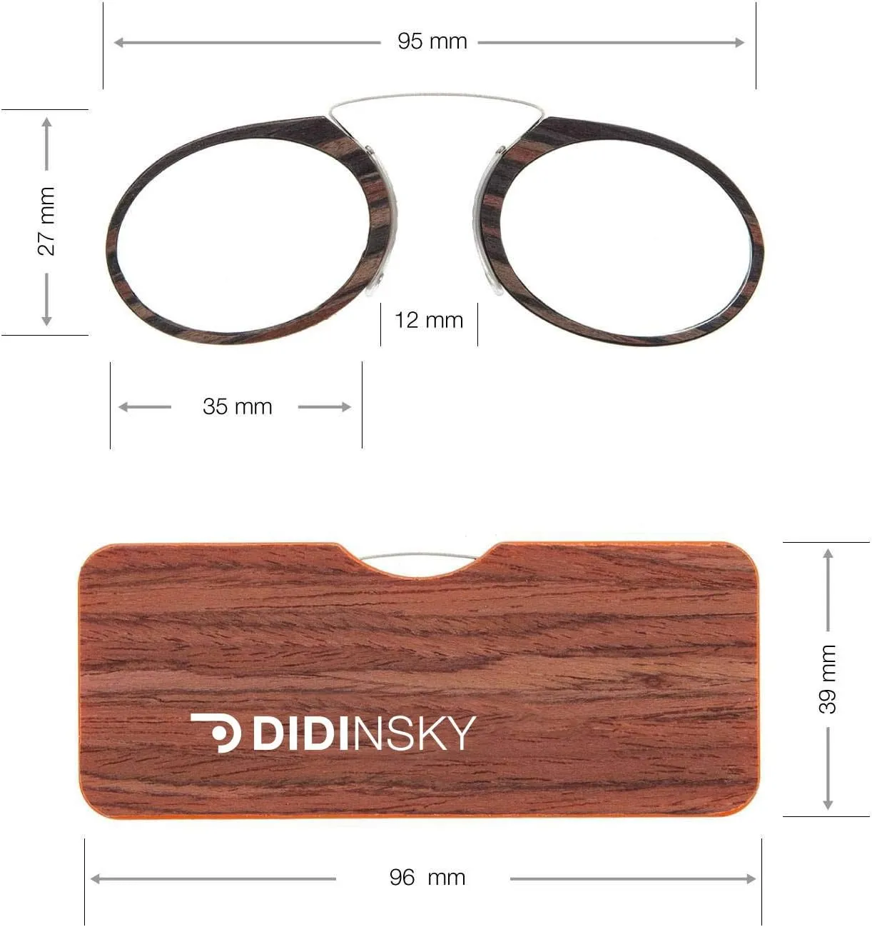 Reading Glasses for Men and Women. Armless Magnifying Glasses with wood design