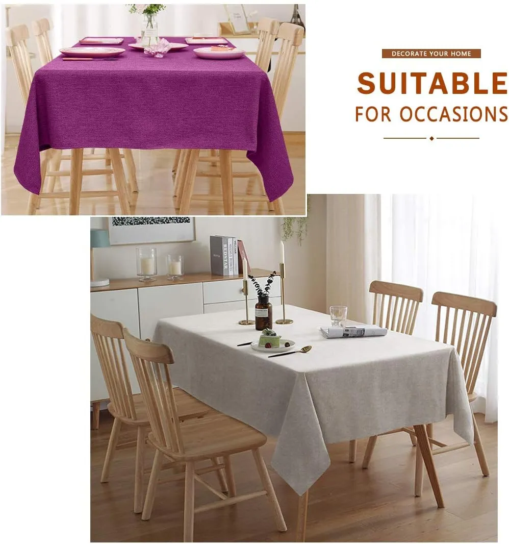 Rectangle Tablecloth Fuzzy Touch Linen Waterproof and Wrinkle Resistant Oblong Decorative Table Cloth for Dining Kitchen Party Buffet (Beige, 57x118 Inch)