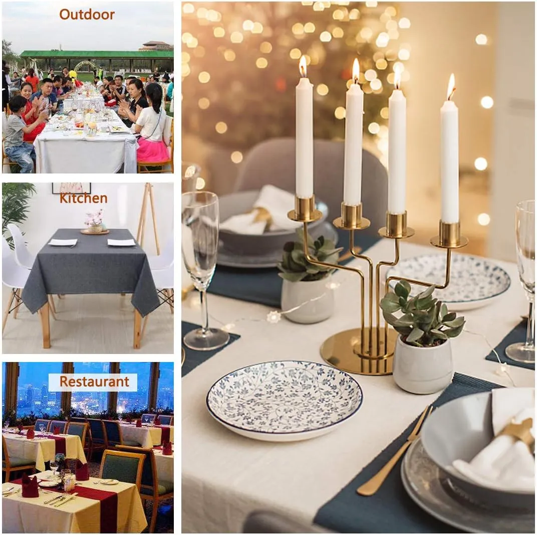 Rectangle Tablecloth Fuzzy Touch Linen Waterproof and Wrinkle Resistant Oblong Decorative Table Cloth for Dining Kitchen Party Buffet (Beige, 57x118 Inch)