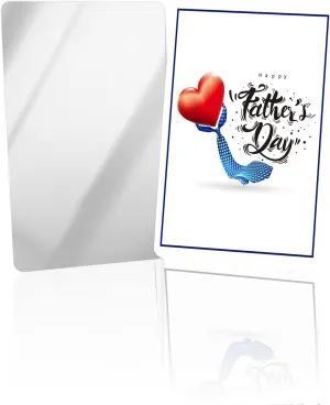 Red Love with Tie Happy Father's Day Small Compact Mirror for Purse, White Red Square Line Travel Makeup Mirror for Women Men, Rectangular Handheld Compact Pocket Mirror 4 PCS