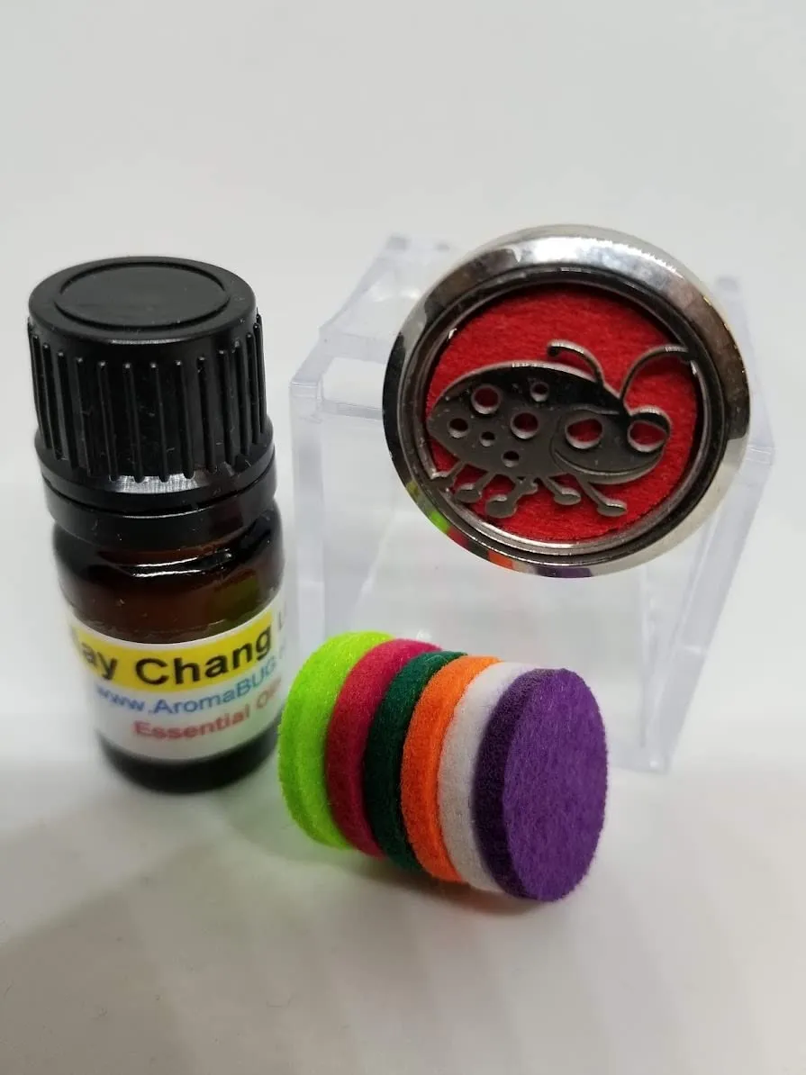 Regular Size (Hamsa) 30mm Car Aromatherapy Essential Oil Diffuser Stainless Steel Locket Air Freshener with Vent Clip 7 Pads 1 Oil Included