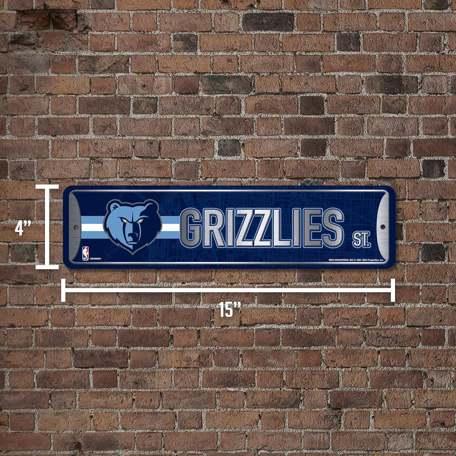 Rico Industries NBA Metal Street Sign Metal Street Sign 4" x 15" Home Décor - Bedroom - Office - Man Cave