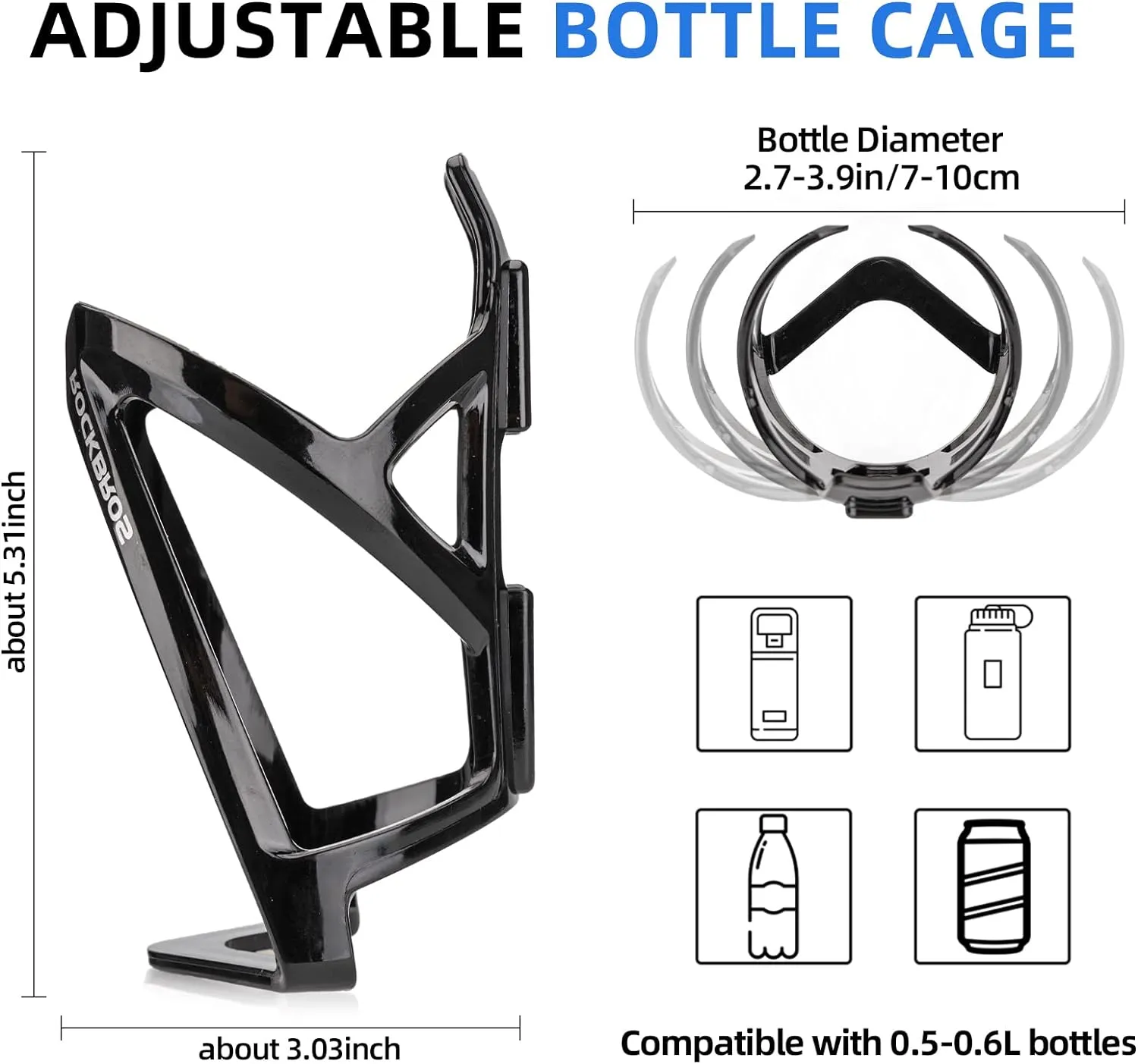 ROCKBROS Bike Water Bottle Holder Ultra-Light Bicycle Bottle Cages with Screws Tool, Universal Bike Cup Holder for Road MTB Mountain Bikes Cycling Accessories（2 Pack）