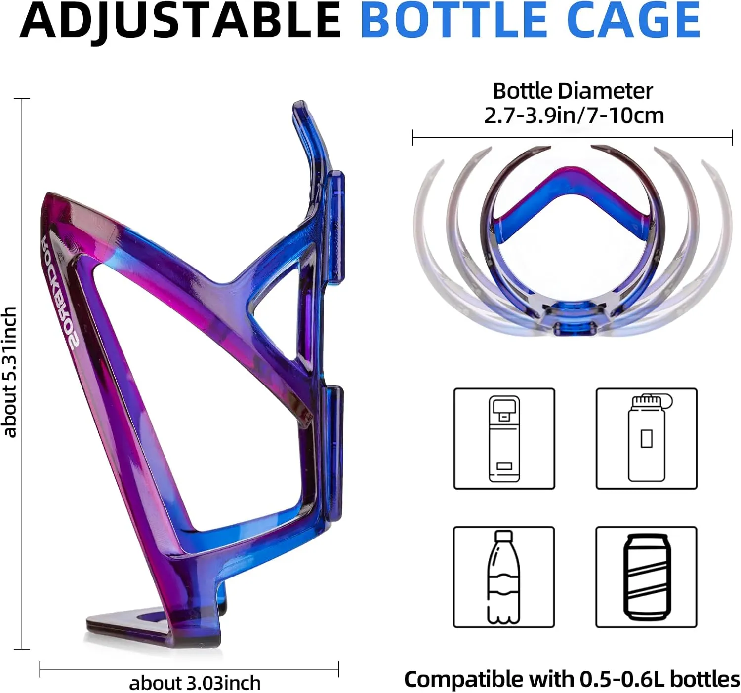 ROCKBROS Bike Water Bottle Holder Ultra-Light Bicycle Bottle Cages with Screws Tool, Universal Bike Cup Holder for Road MTB Mountain Bikes Cycling Accessories（2 Pack）