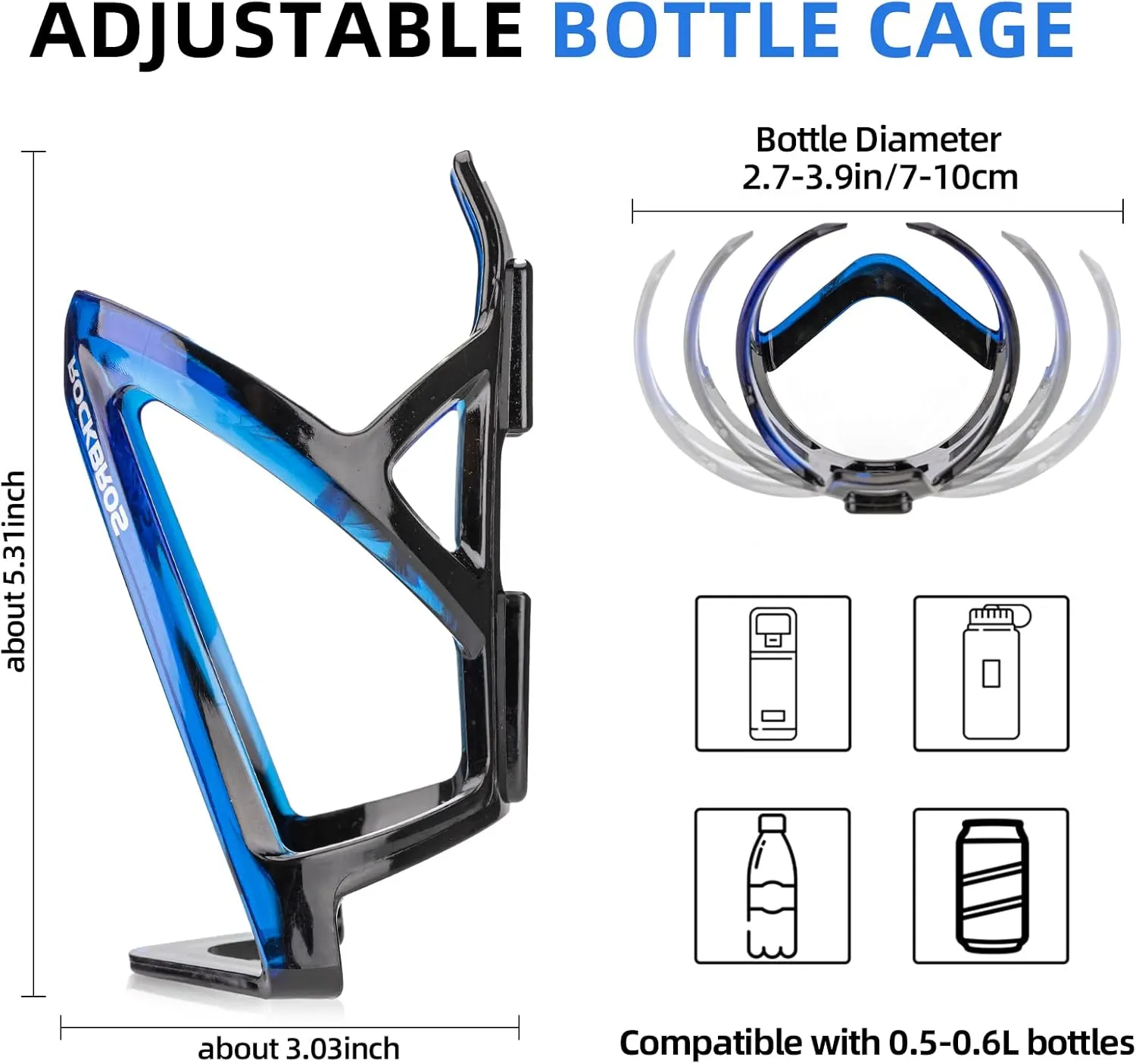 ROCKBROS Bike Water Bottle Holder Ultra-Light Bicycle Bottle Cages with Screws Tool, Universal Bike Cup Holder for Road MTB Mountain Bikes Cycling Accessories（2 Pack）