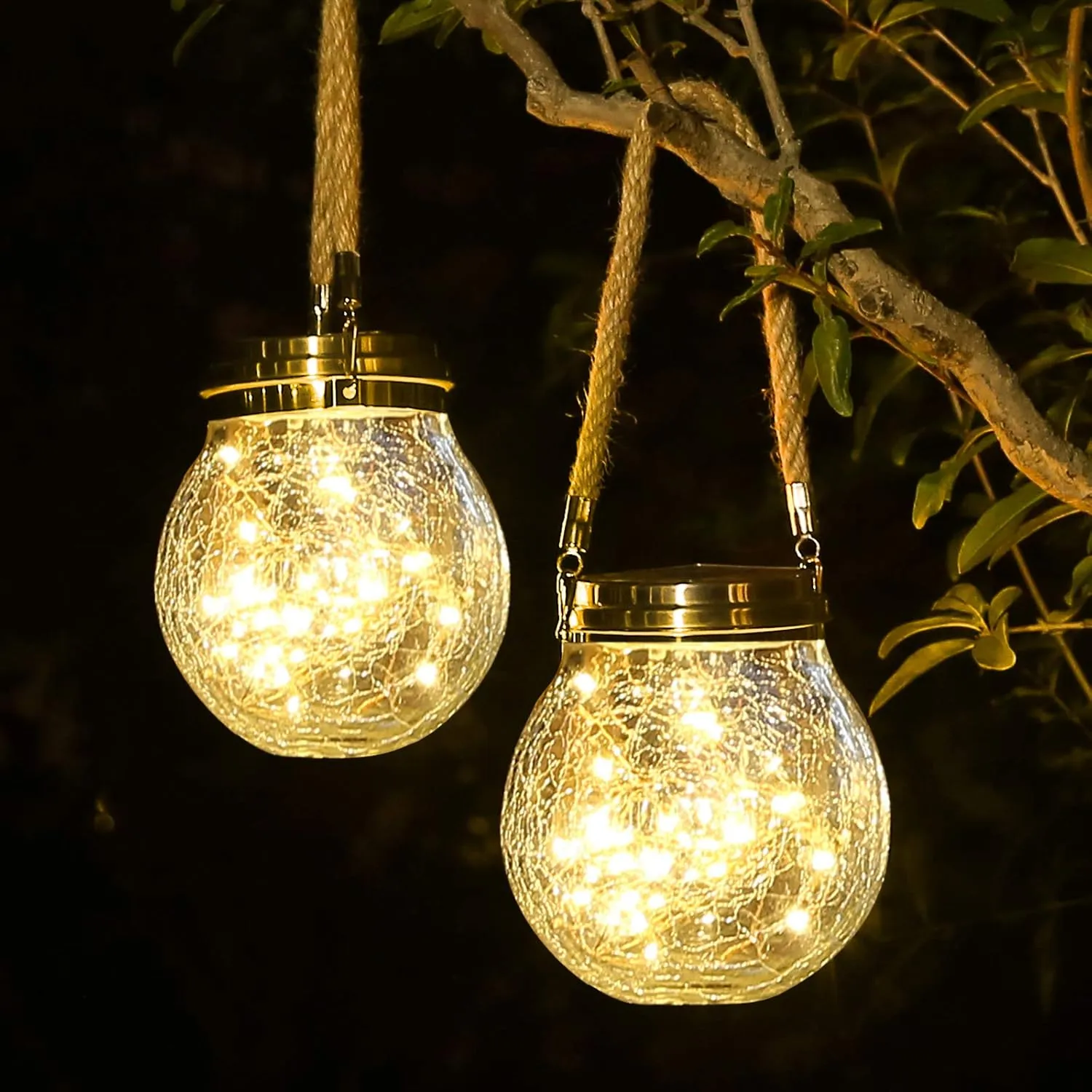 ROSHWEY Solar Lantern, 2 Pack Outdoor Lanterns with 30 LED Waterproof Garden Decor Patio Solar Lights Outdoor Decorative Backyard Outdoor Hanging, Warm Light