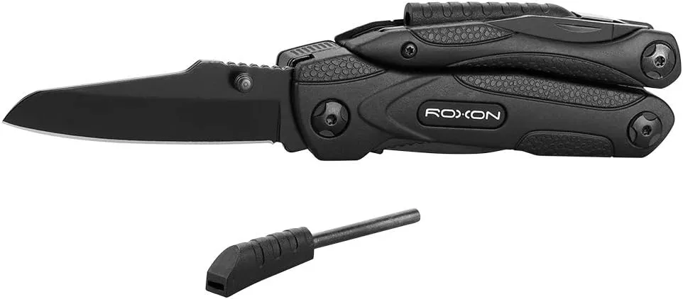 Roxon CM1349 SPARK Multitool Plier, 14-in-1 Multitools Folding Plier, Multipurpose Outdoor Survival Portable Multi Tool Set