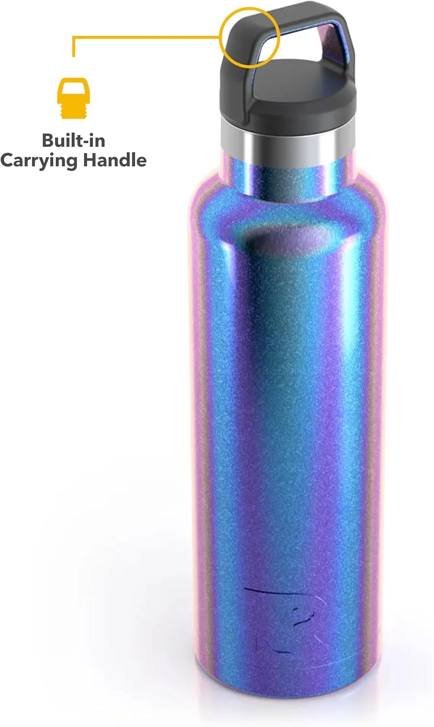 RTIC 20 oz Vacuum Insulated Water Bottle, Stainless Steel Metal, Double Wall, BPA Free, for Hot and Cold Drinks, Cypress Prine