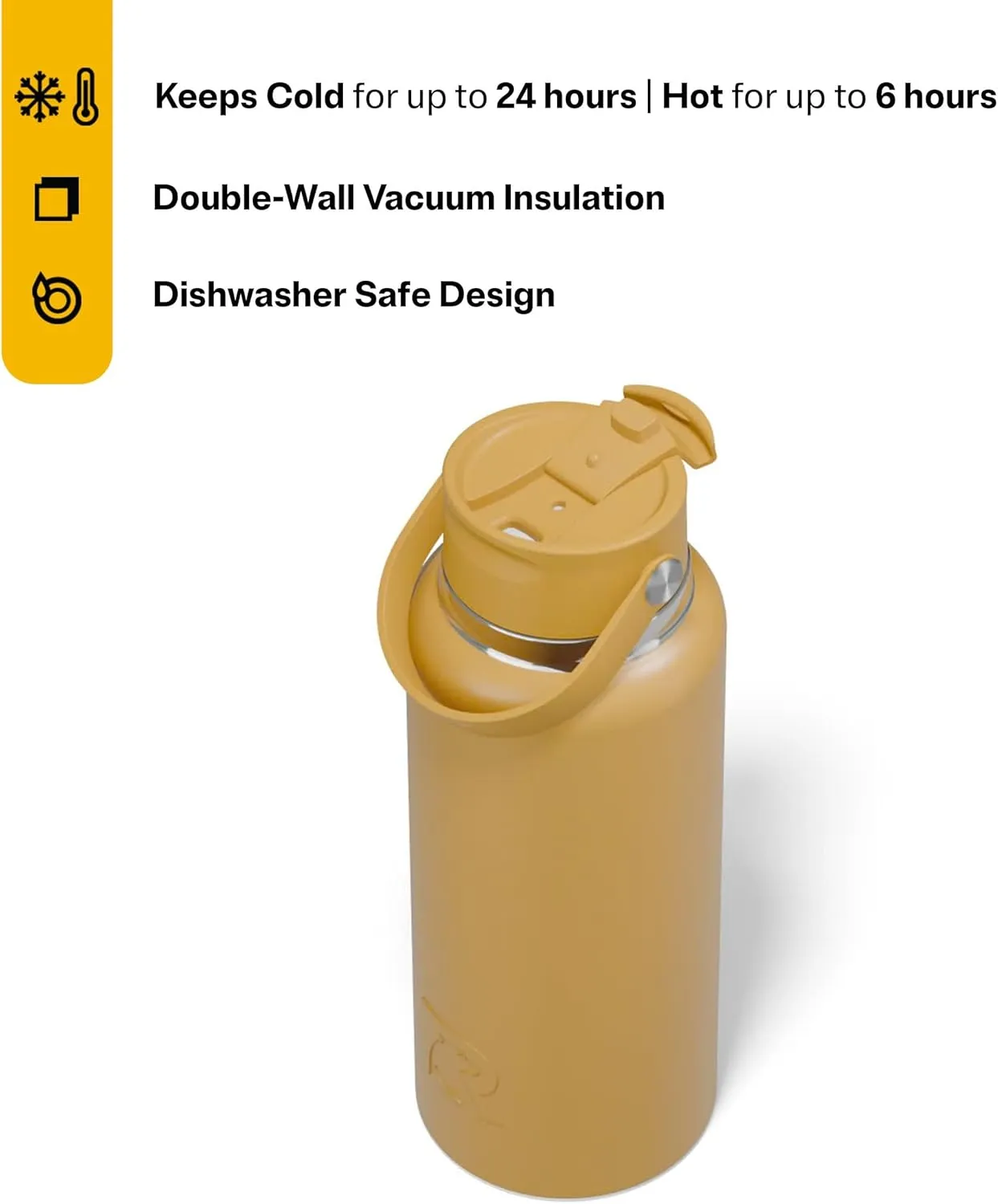RTIC 32oz Outback Bottle, Insulated, Stainless Steel, Metal, Double Wall Vacuum-Insulation, Ceramic Lined, Leak-Proof Lid, BPA-Free Water Flask for Hiking, Running, Sports, Outdoor, Harvest
