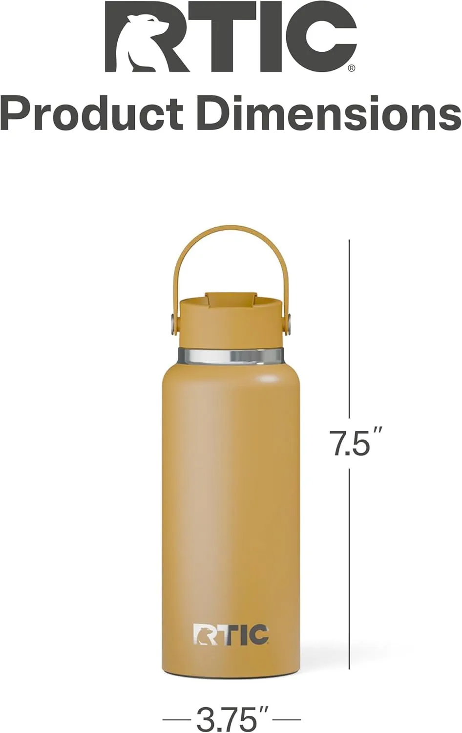 RTIC 32oz Outback Bottle, Insulated, Stainless Steel, Metal, Double Wall Vacuum-Insulation, Ceramic Lined, Leak-Proof Lid, BPA-Free Water Flask for Hiking, Running, Sports, Outdoor, Harvest
