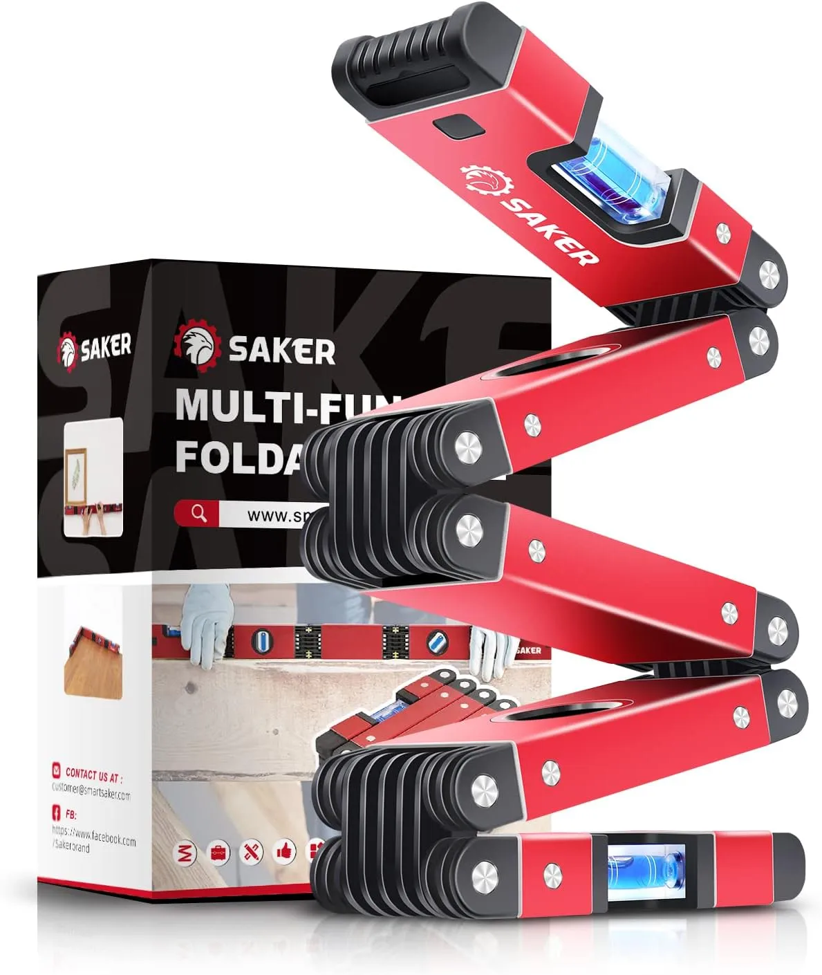 Saker Multi-function Foldable Level, 28-Inch Leveler Tool,Gifts for Men,Multi-Angle Measurement Woodworking Tools,Precise Leveling In Any Position,Folding Level Tool To Save Your Precious Time