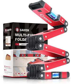 Saker Multi-function Foldable Level, 28-Inch Leveler Tool,Gifts for Men,Multi-Angle Measurement Woodworking Tools,Precise Leveling In Any Position,Folding Level Tool To Save Your Precious Time