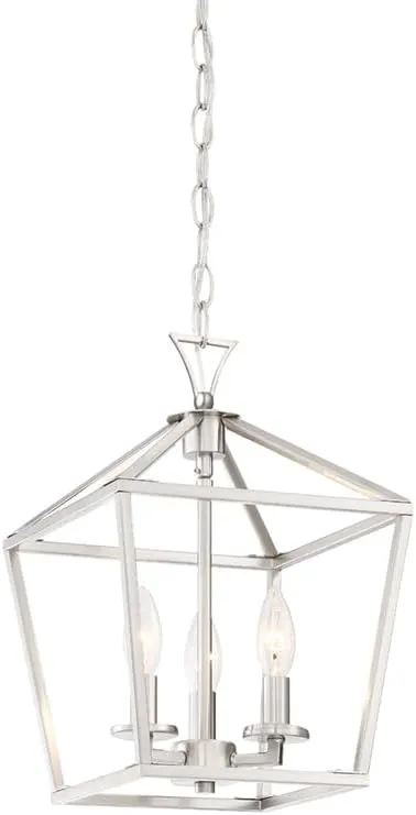 Savoy House 3-420-3-SN Townsend Open Frame Pendant Lantern Ceiling Light, 3-Light 180 Total Watts, 15" H x 10" W, Satin Nickel